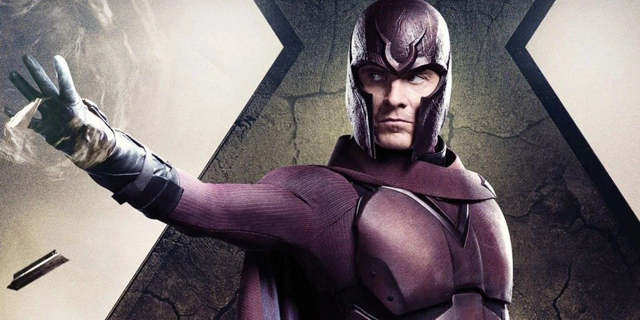 Magneto (Michael Fassbender) uses his powers on an X-Men movie poster