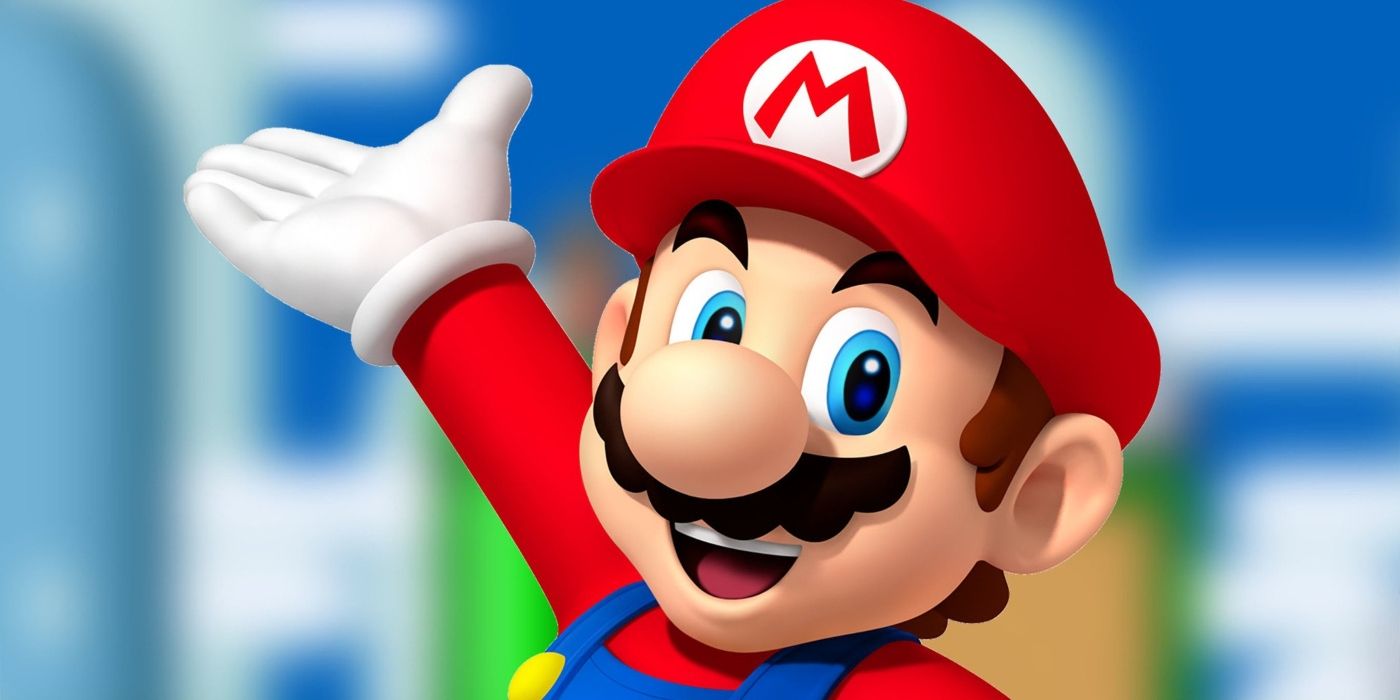 Mario gesturing from behind in Super Mario