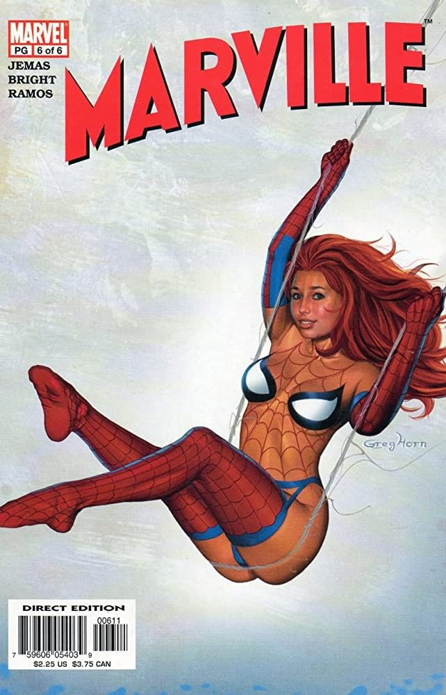 Mary Jane como una chica pin-up temática de Spider-Man en Marville #6