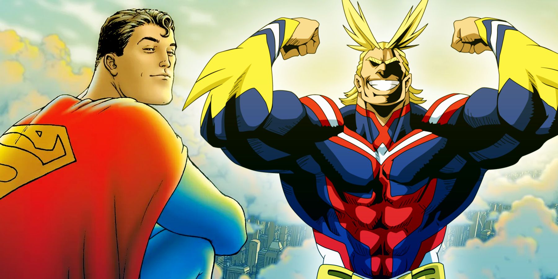 Classic Superman and My Hero Academia's All Might