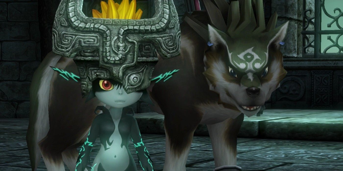 Midna fica ao lado de Wolf Link em The Legend of Zelda: Twilight Princess