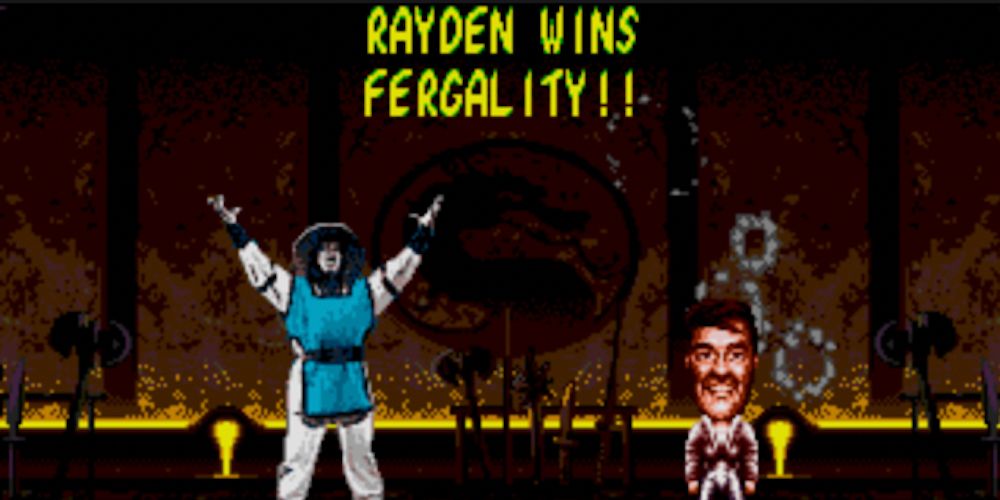 Raiden realiza um Fergality na versão Sega Genesis de Mortal Kombat II