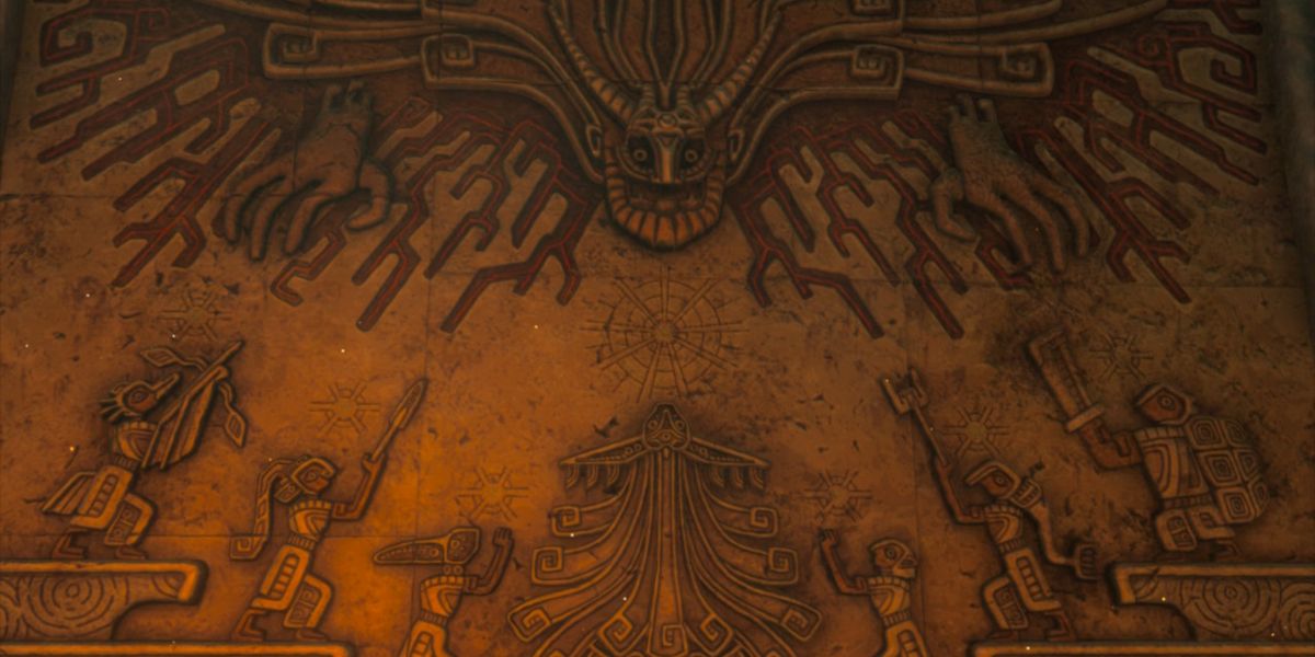 Um mural antigo representando a Guerra do Aprisionamento em The Legend of Zelda Tears of the Kingdom