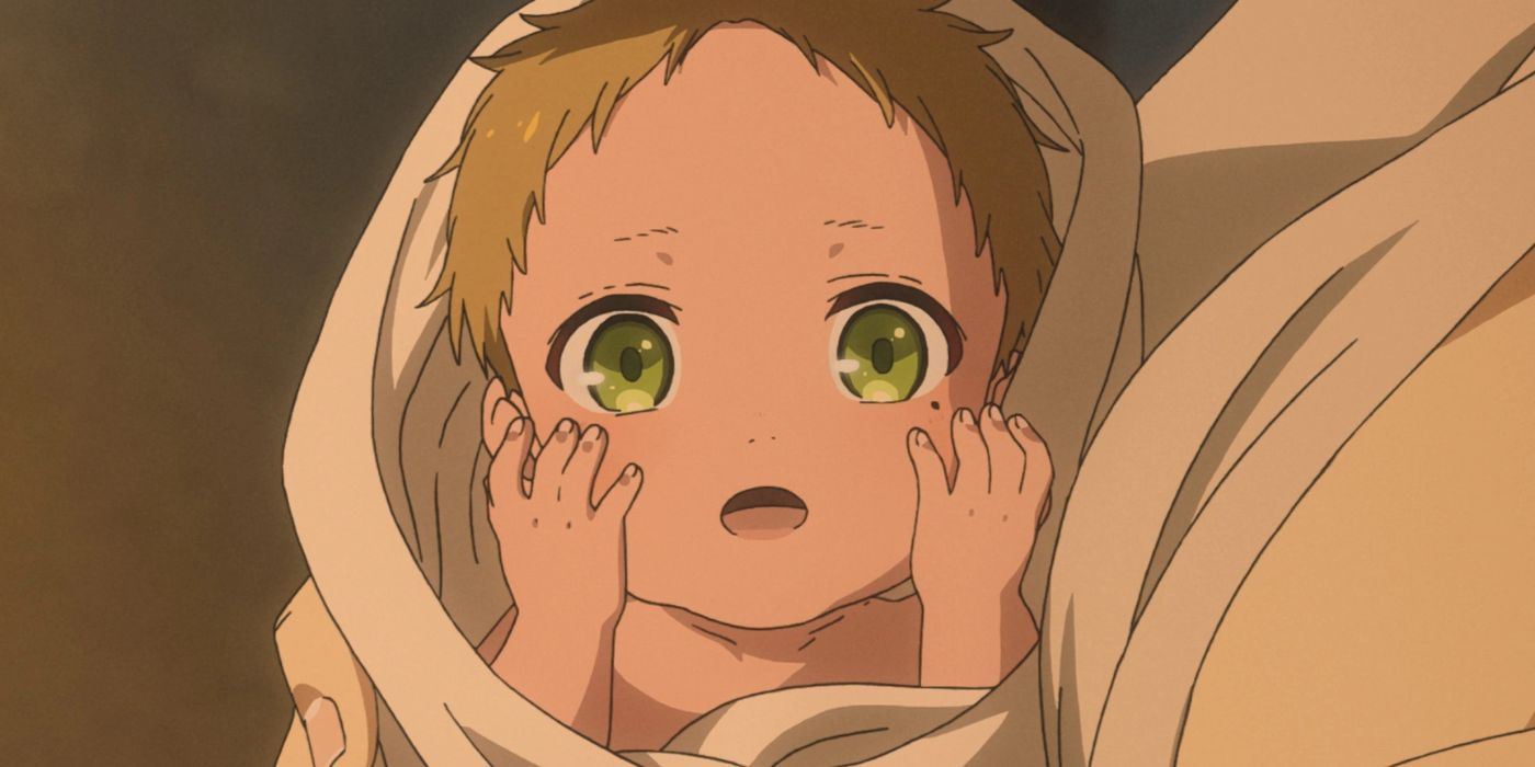 Rudeus as a baby in Mushoku Tensei.