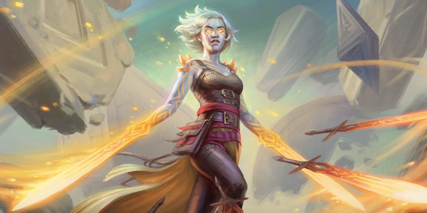 Nahiri com espadas de fogo em mtg