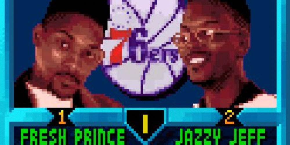 Uma partida entre Fresh Prince e DJ Jazzy Jeff em NBA Jam: Tournament Edition