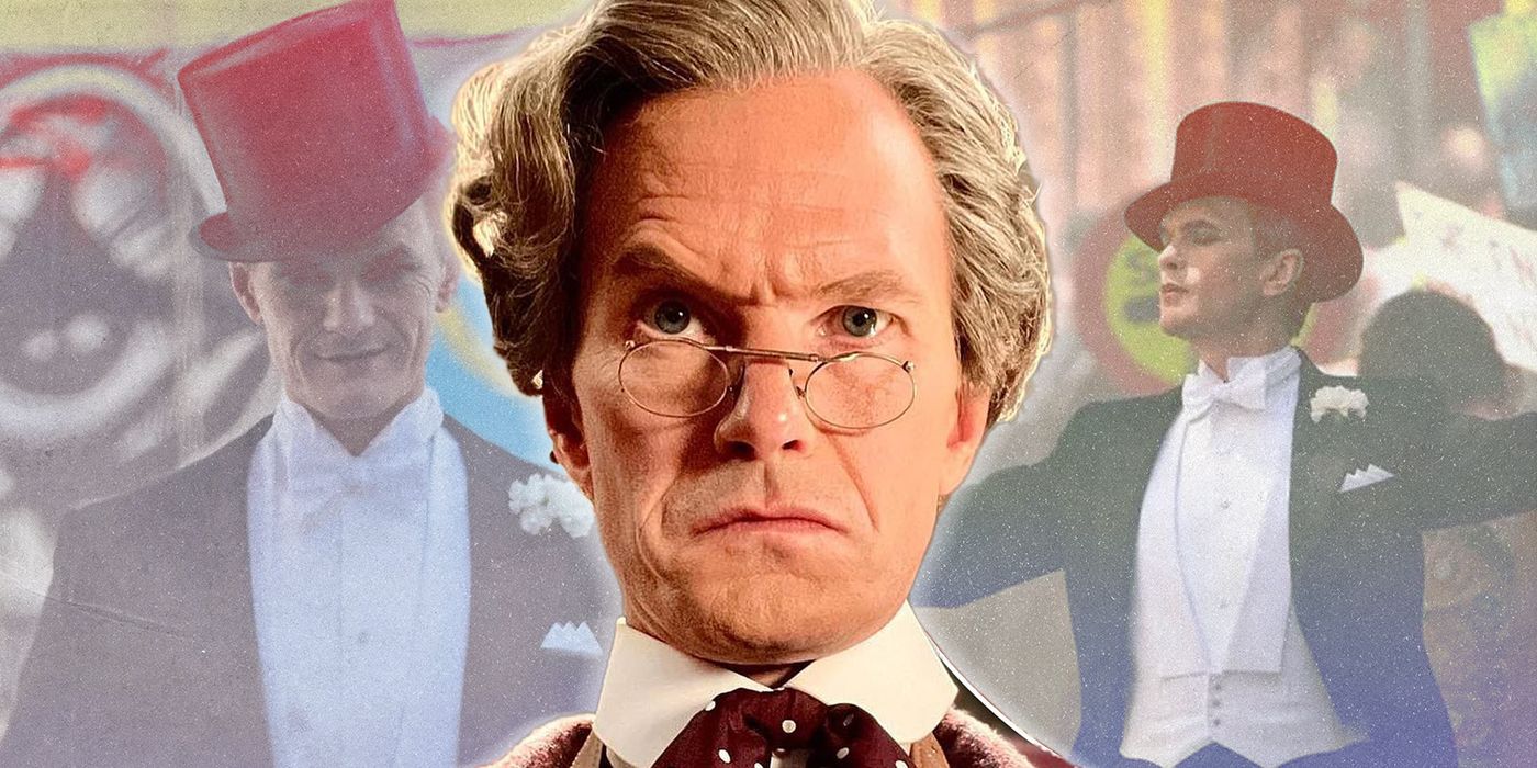 Neil Patrick Harris wearing round glasses as celestial toymaker from dr who