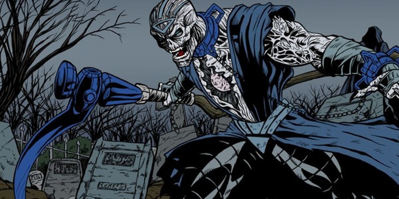 Nekron storms a graveyard in DC Comics.