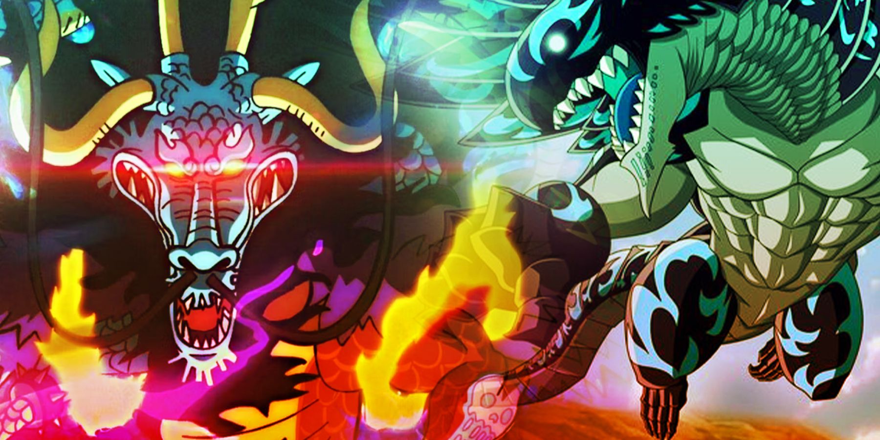 Kaido of One Piece and Acnologia of Fairy Tale, both in dragon form