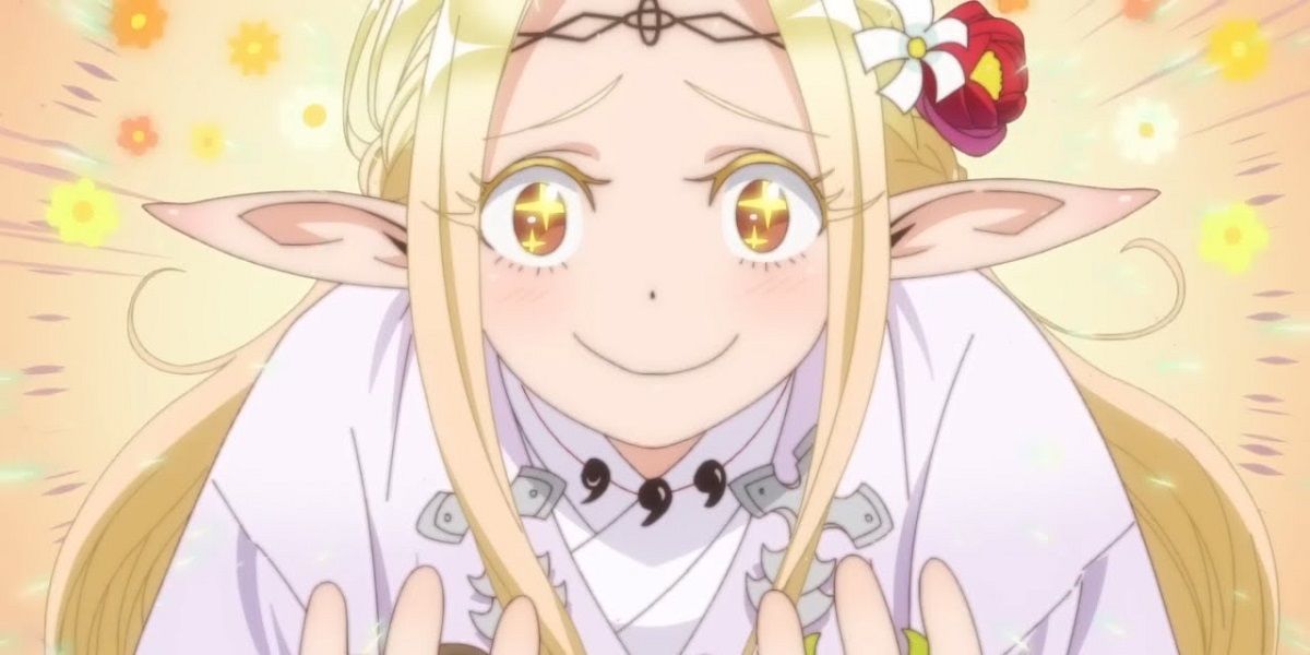 Elda from the Otaku Elf anime looking excited