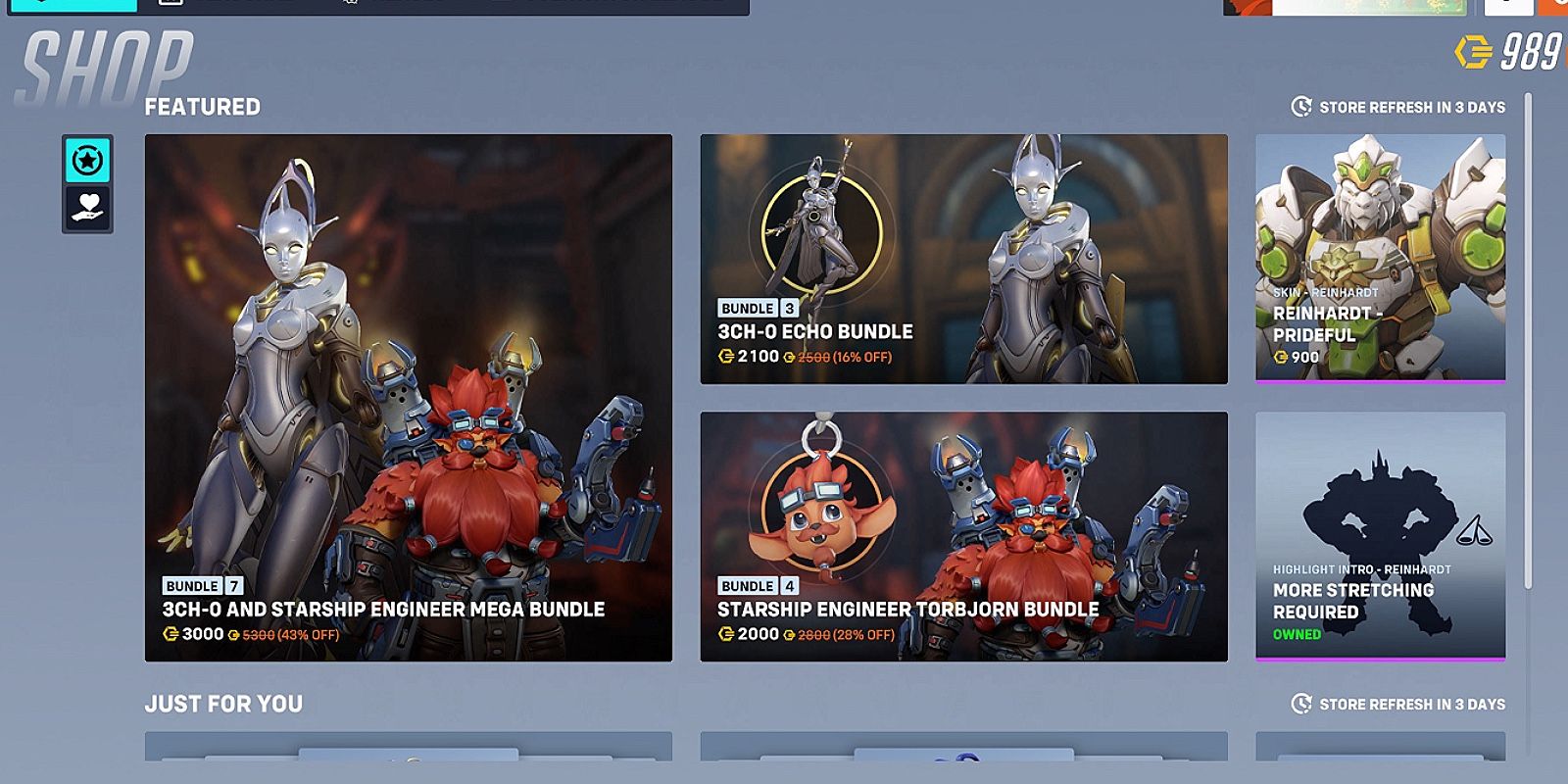 Overwatch 2 Season 4 shop, featuring only one tier out of four.