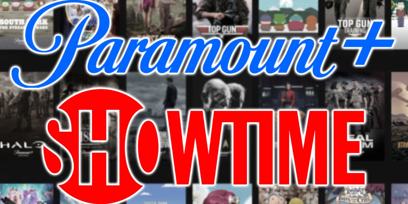 The Paramount+ logo and Showtime logo over the Paramount+ library