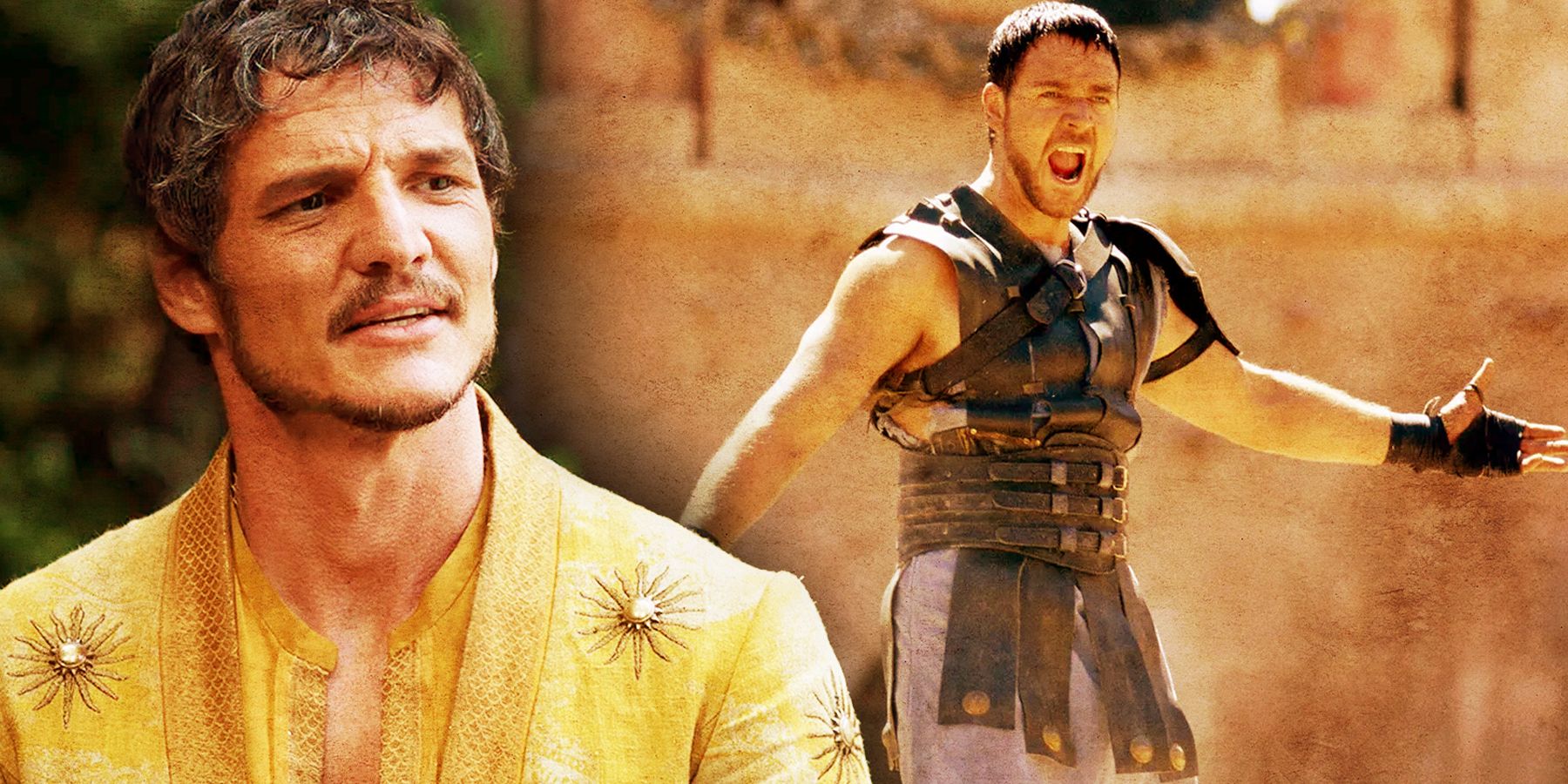 Pedro Pascal from Game of Thrones and Russel Crowe from Gladiator.