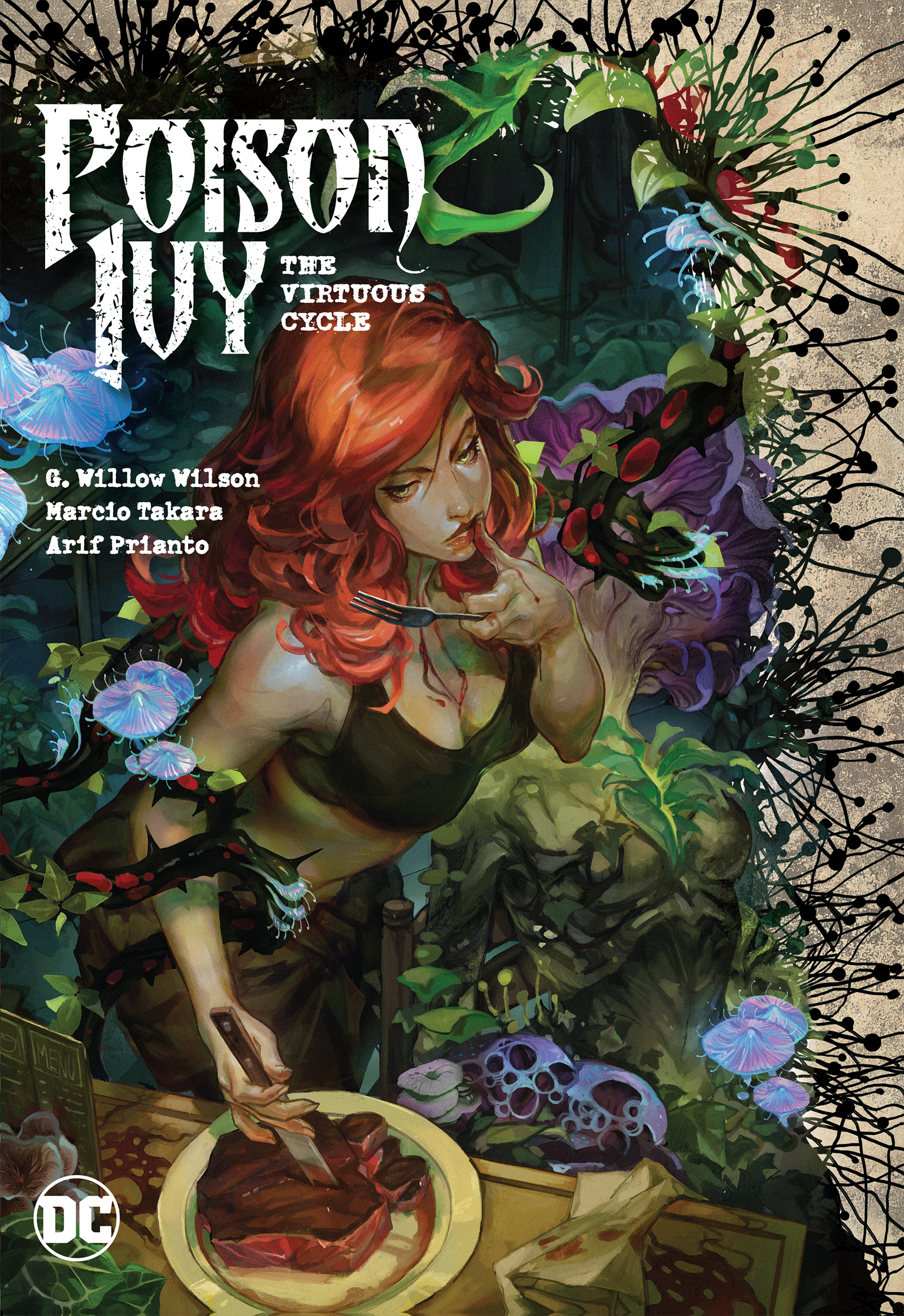 Poison Ivy Cutting Into a Steak on the A Cover of Poison Ivy: The Virtuous Cycle