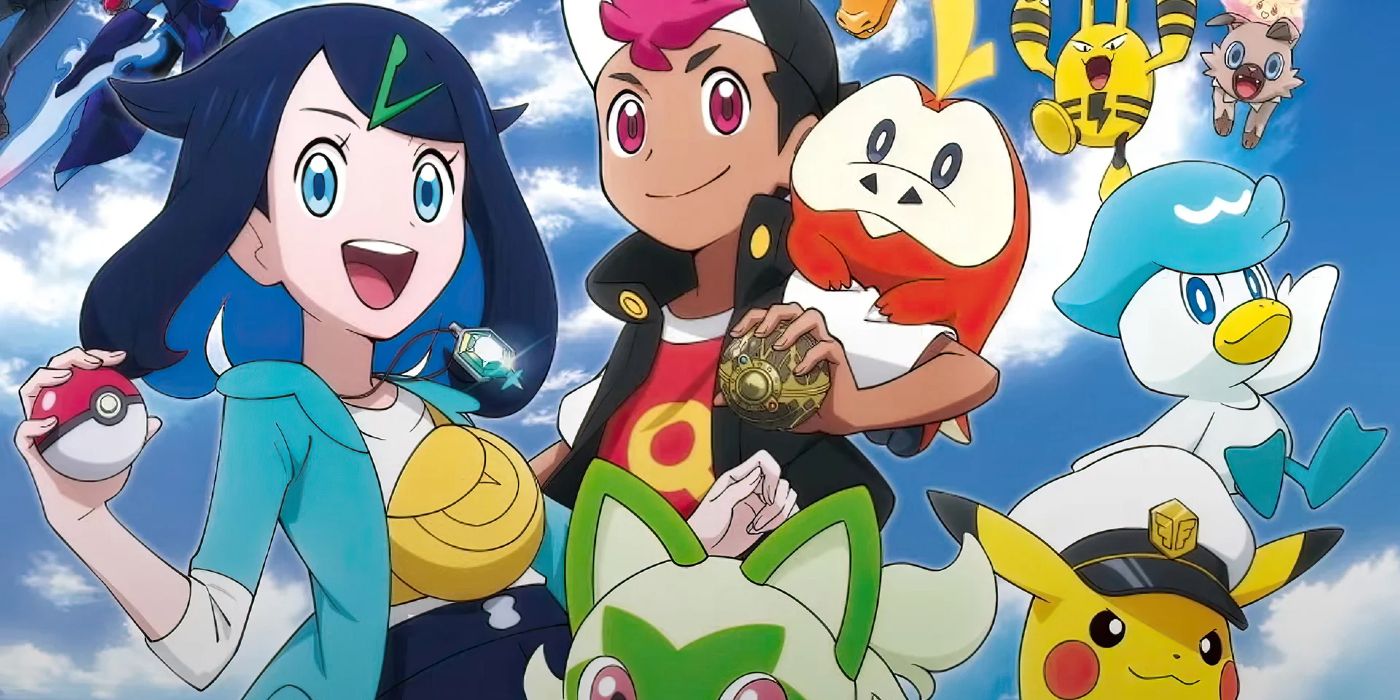 Pokemon Horizons: The Series official anime artwork featuring the main characters