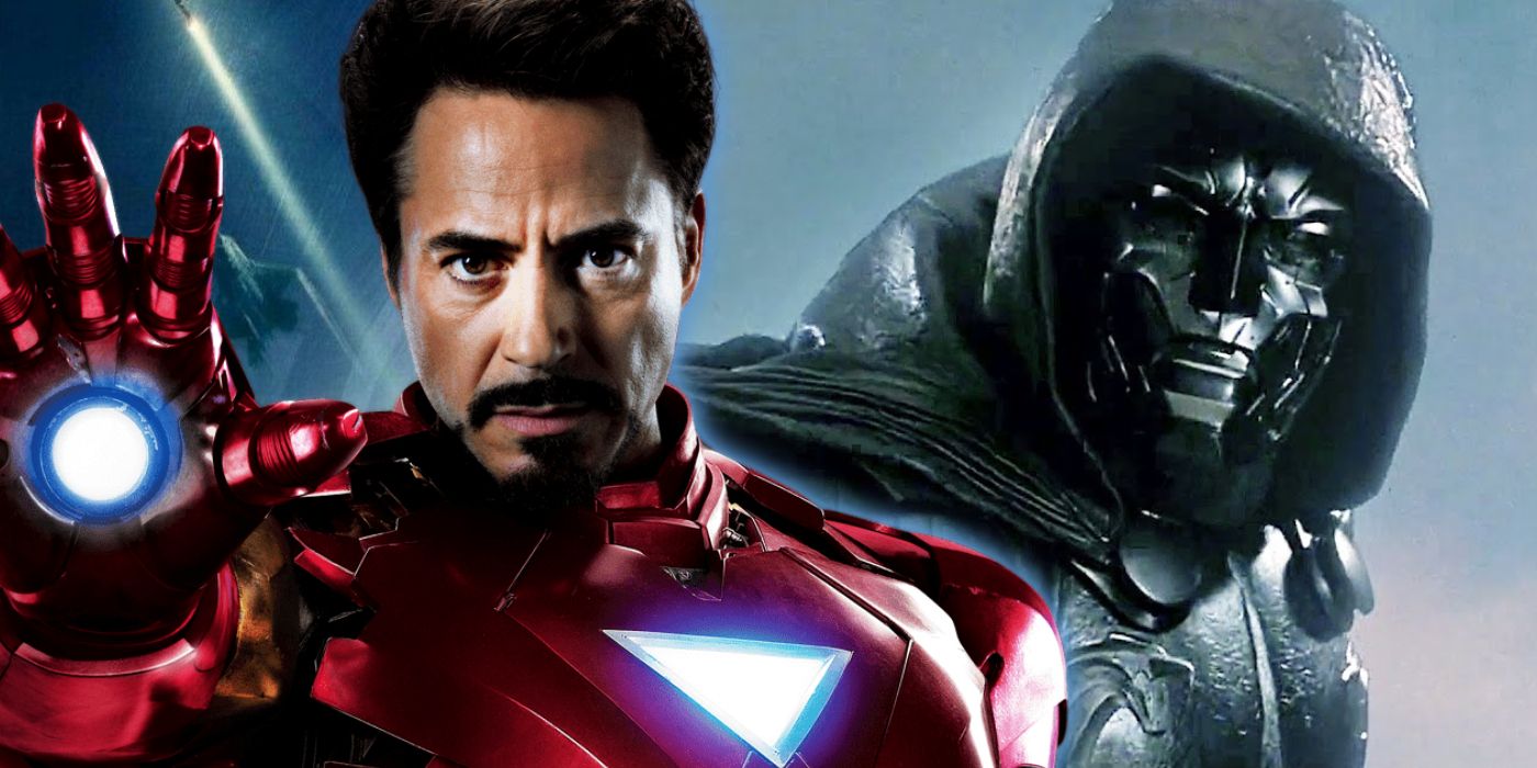 Robert Downey Jr.'s Iron Man next to Doctor Doom from Fantastic Four: Rise of the Silver Surfer