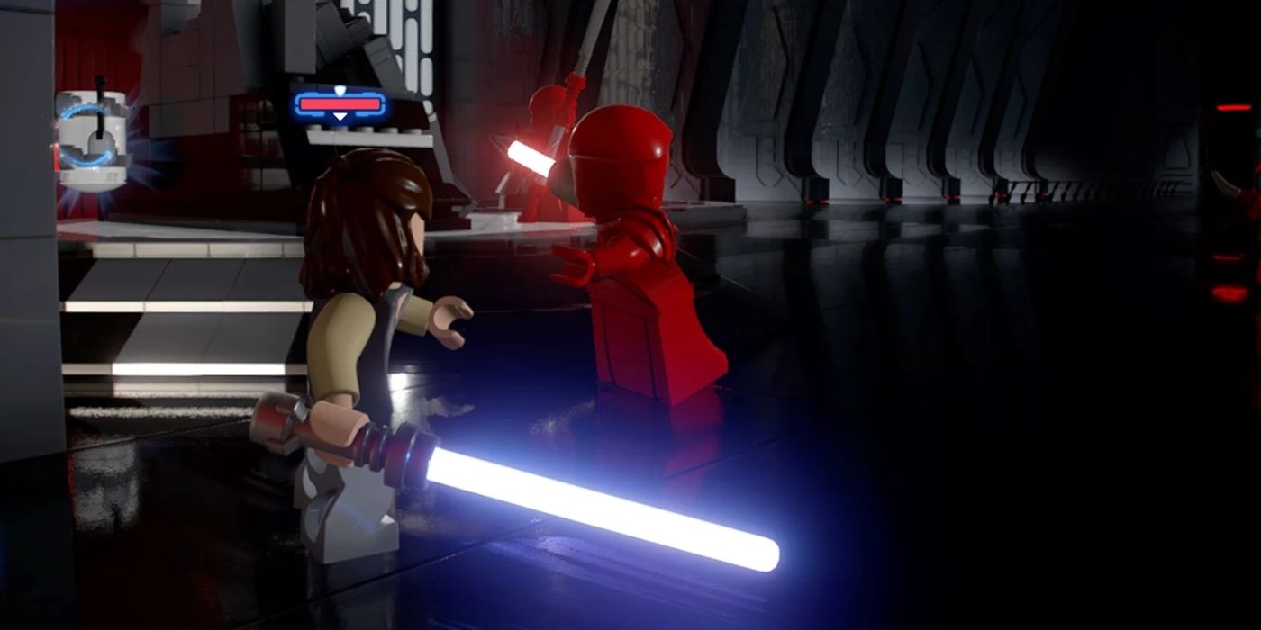 Rey luta contra a guarda vermelha em LEGO Star Wars