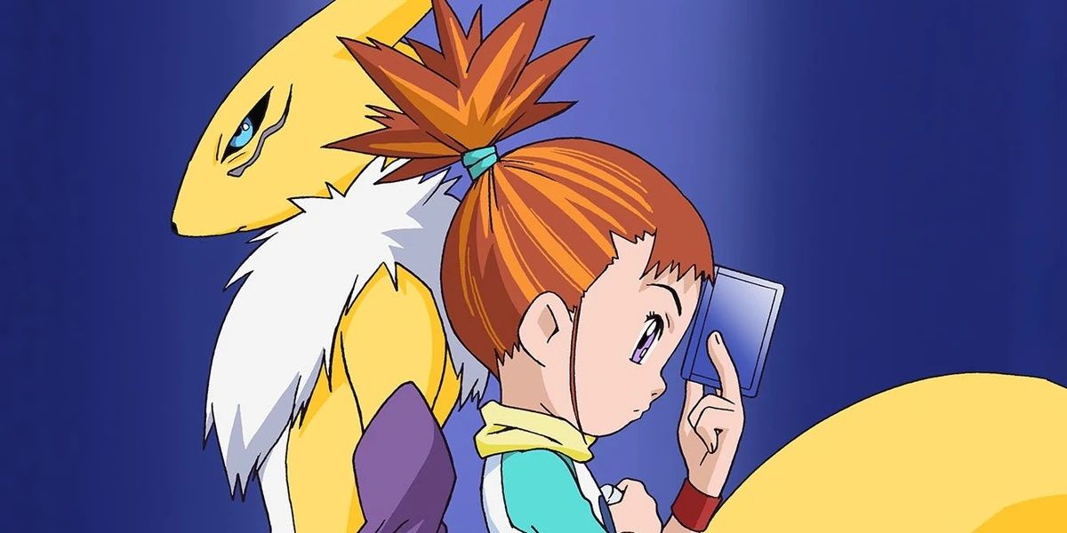 Rika Nonaka and Renamon from Digimon Tamers standing back to back
