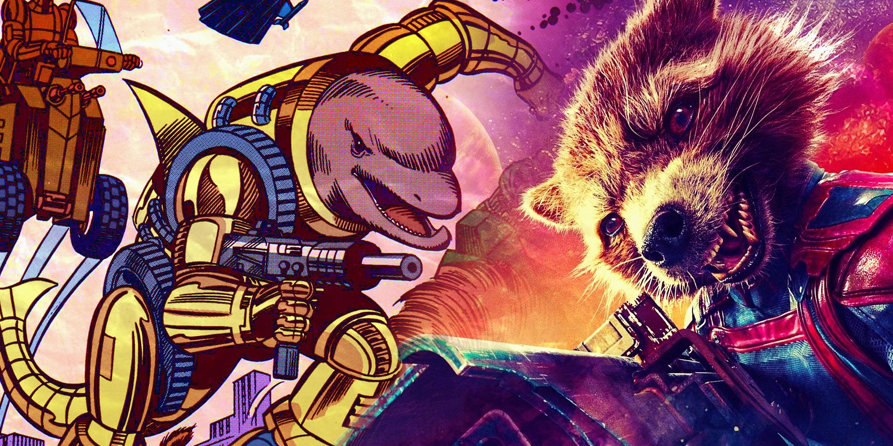 Rocket Raccoon from the MCU and Dr. Echo from comic Brute Force