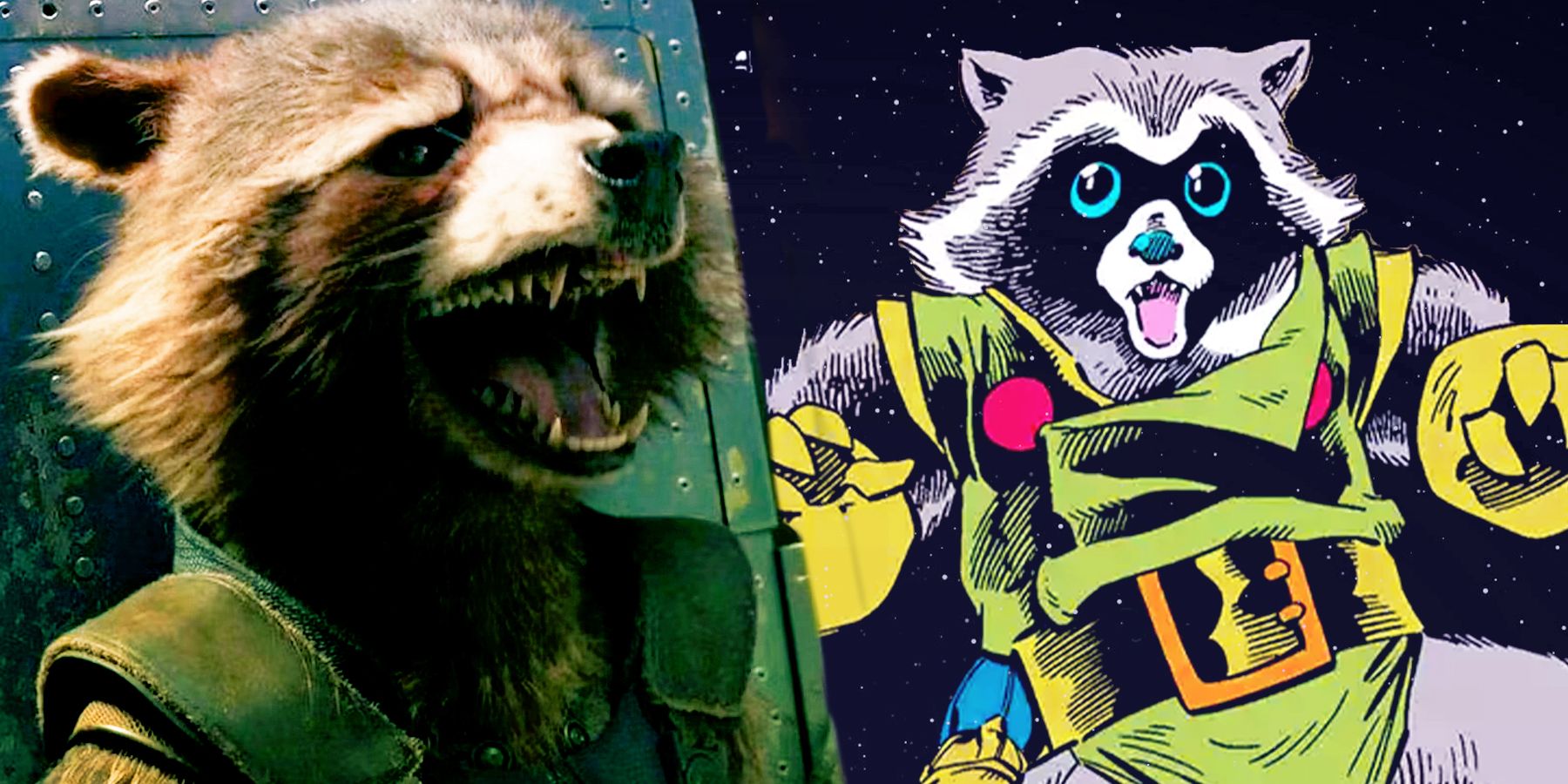 Rocket Raccoon as seen in the MCU and in early Marvel comics