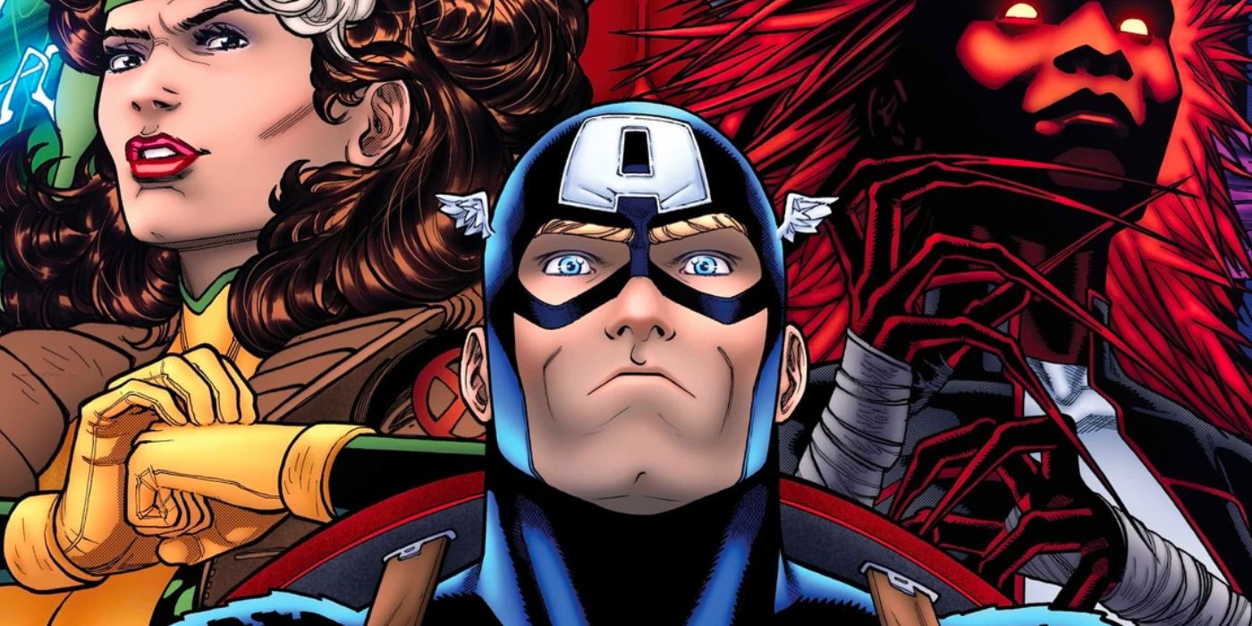 A close-up of Captain America, Rogue, and Penance on the cover of Uncanny X-Men #1