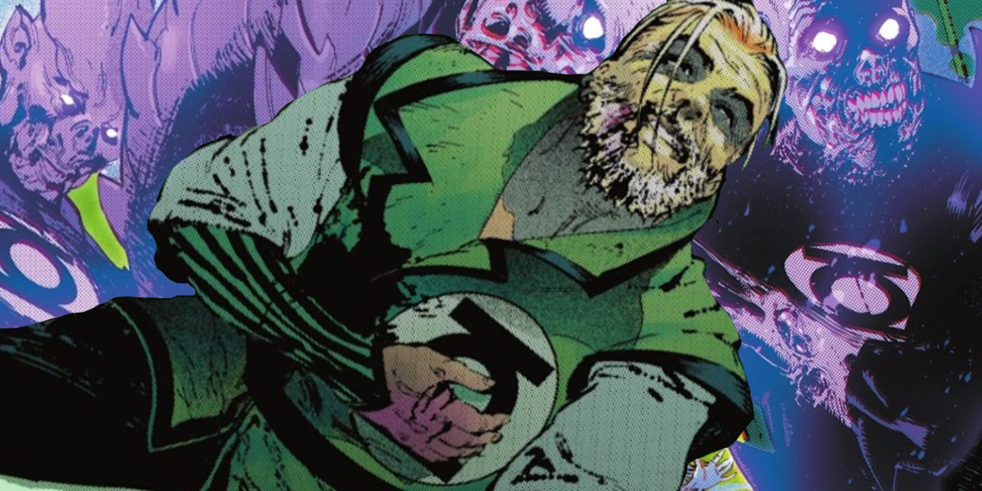 An older version of Guy Gardner faces off against the Revenant Queen in Green Lantern #1