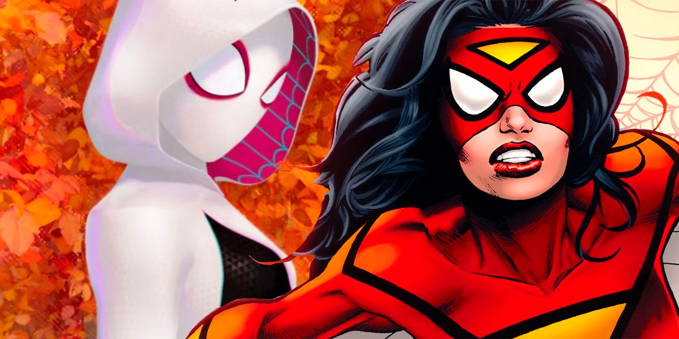 Jessica Drew/Spider-Woman is pictured next to Gwen Stacy.