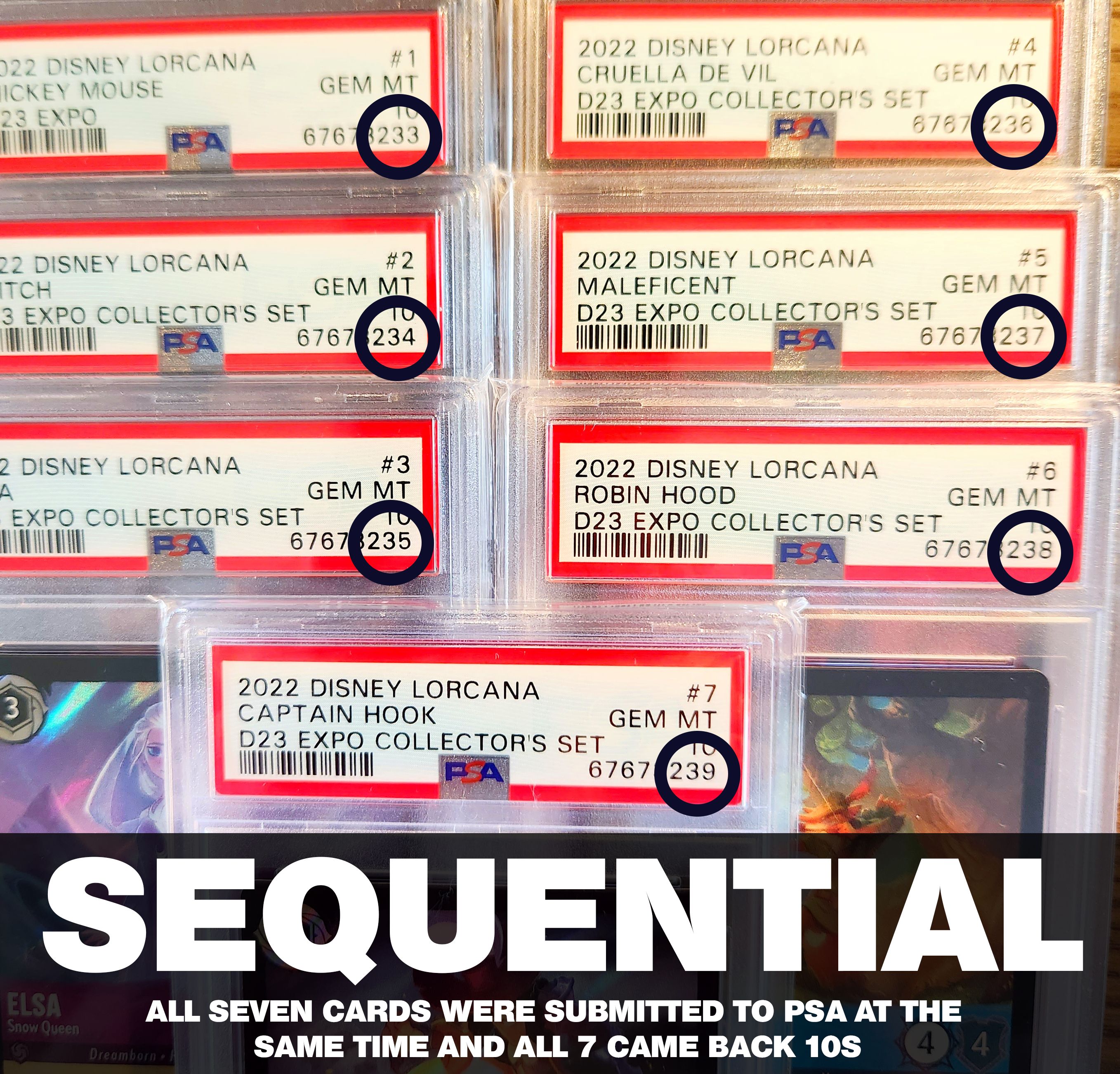 Conjunto de cartas sequenciais raras da Disney Lorcana.