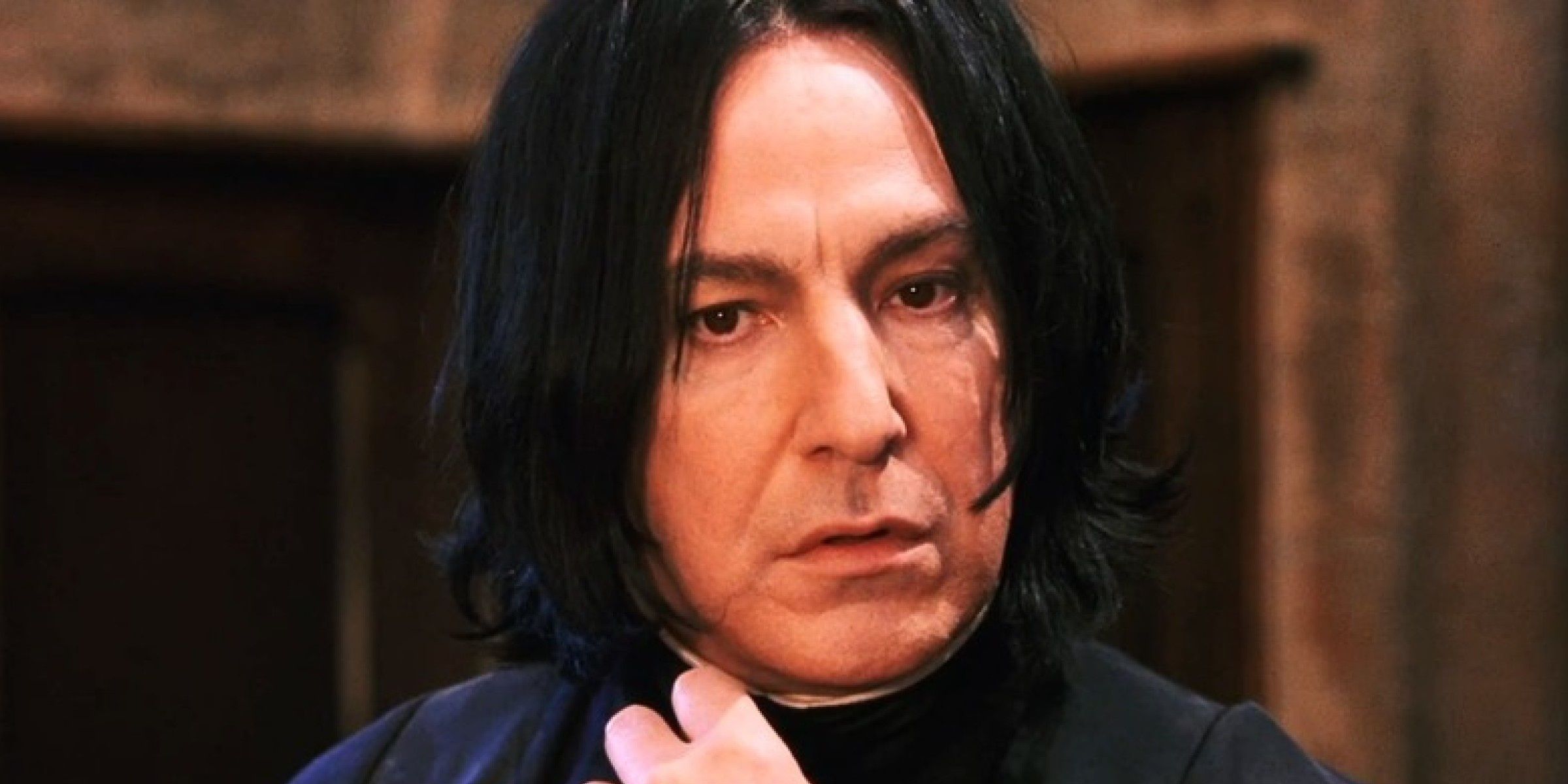 Severus Snape looking nervous in Harry Potter