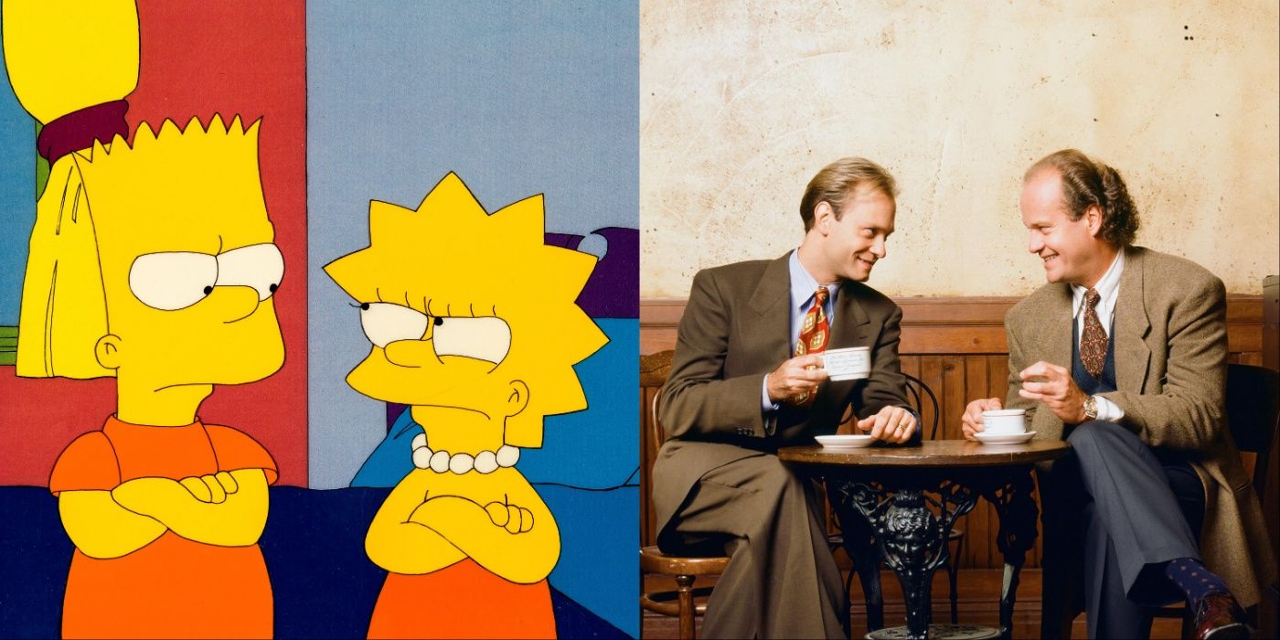 Sibling rivalries in sitcoms include Lisa and Bart from The Simpsons and Frasier and Niles Crane from Frasier