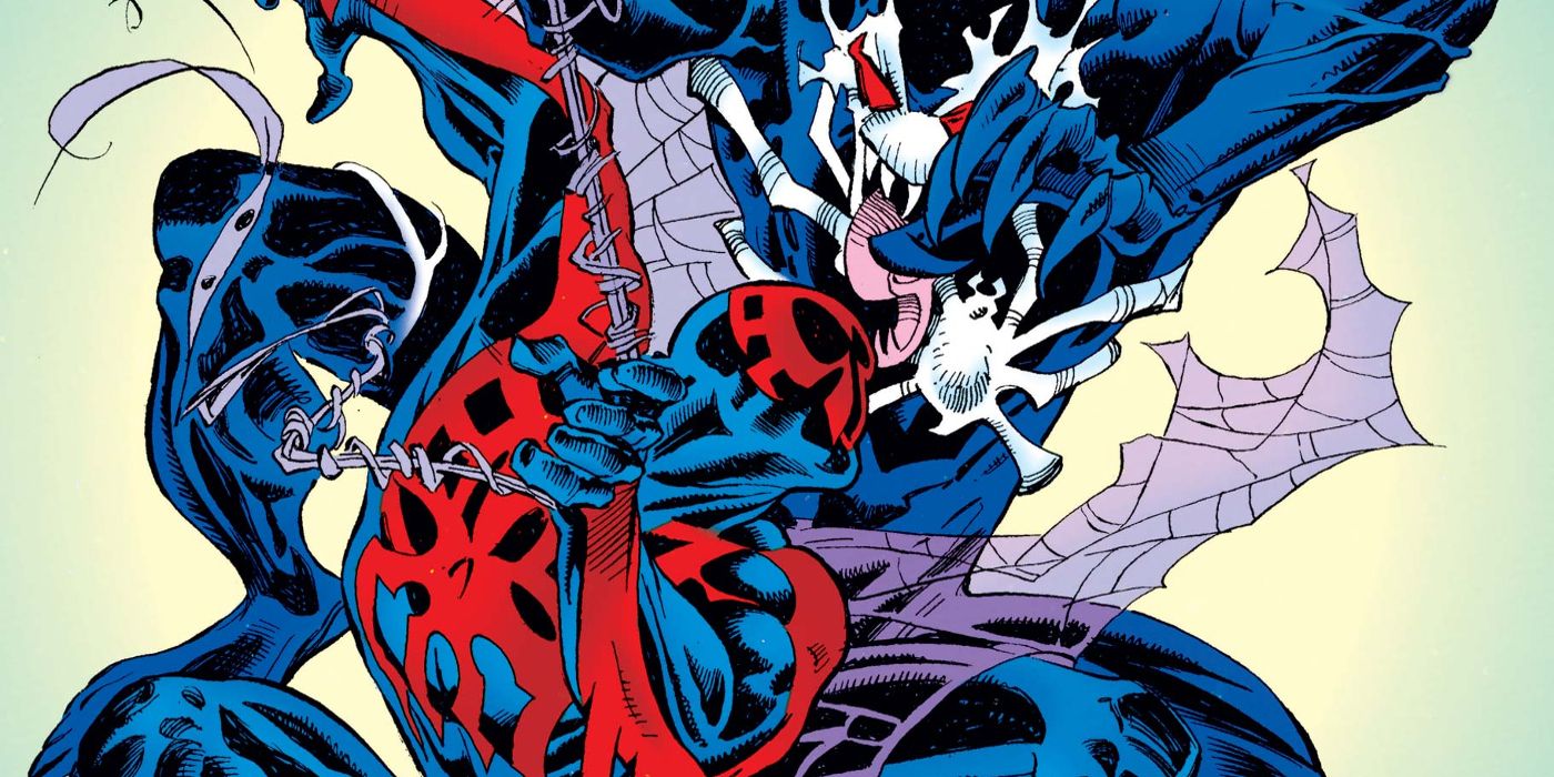 Spider-Man luta contra Venom na capa de Spider-Man 2099 #35