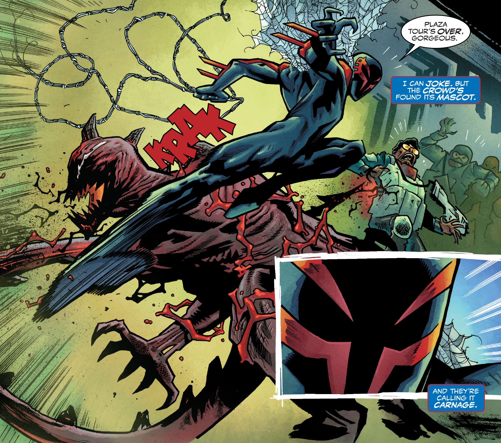 Spider-Man 2099 fights Carnage in Spider-Man 2099 Dark Genesis #1