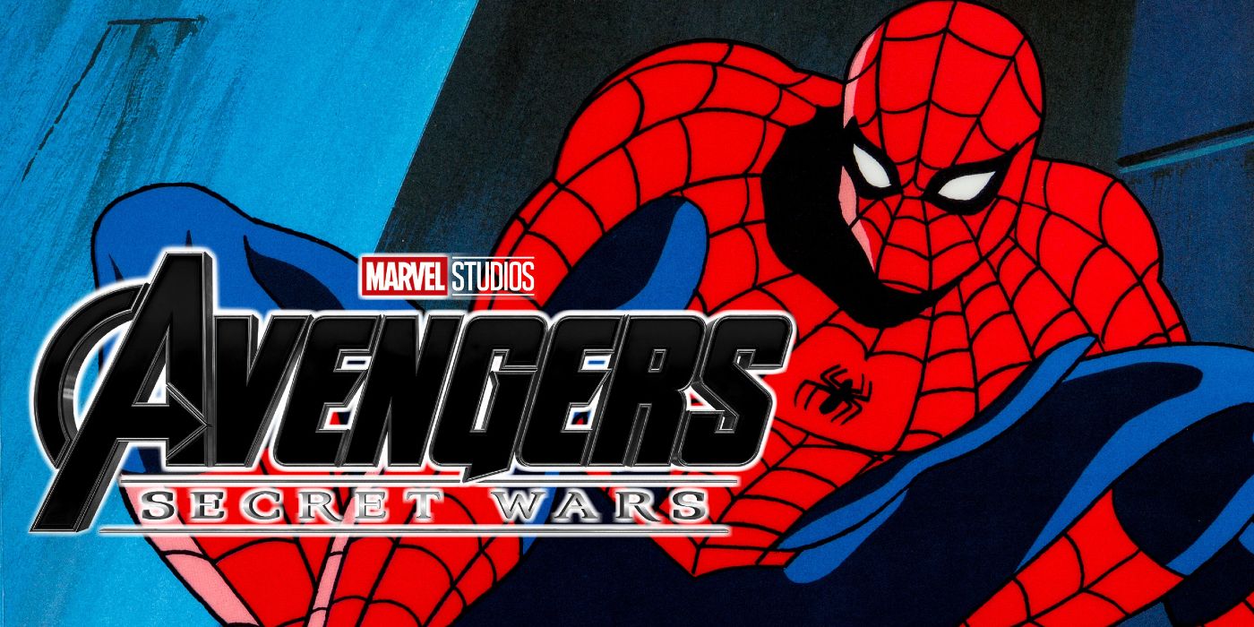 Marvel Studios' Avengers: Secret Wars logo superimposed over Spider-Man from the 1990s animated series.