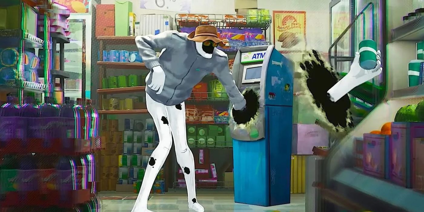 The Spot tries to rob an ATM in Across the Spider-Verse.