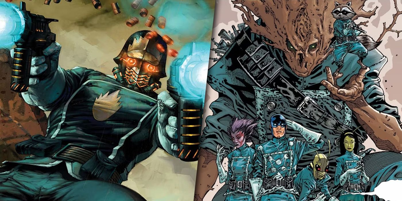 Split image of Star-Lord with his first Annihilation Conquest team