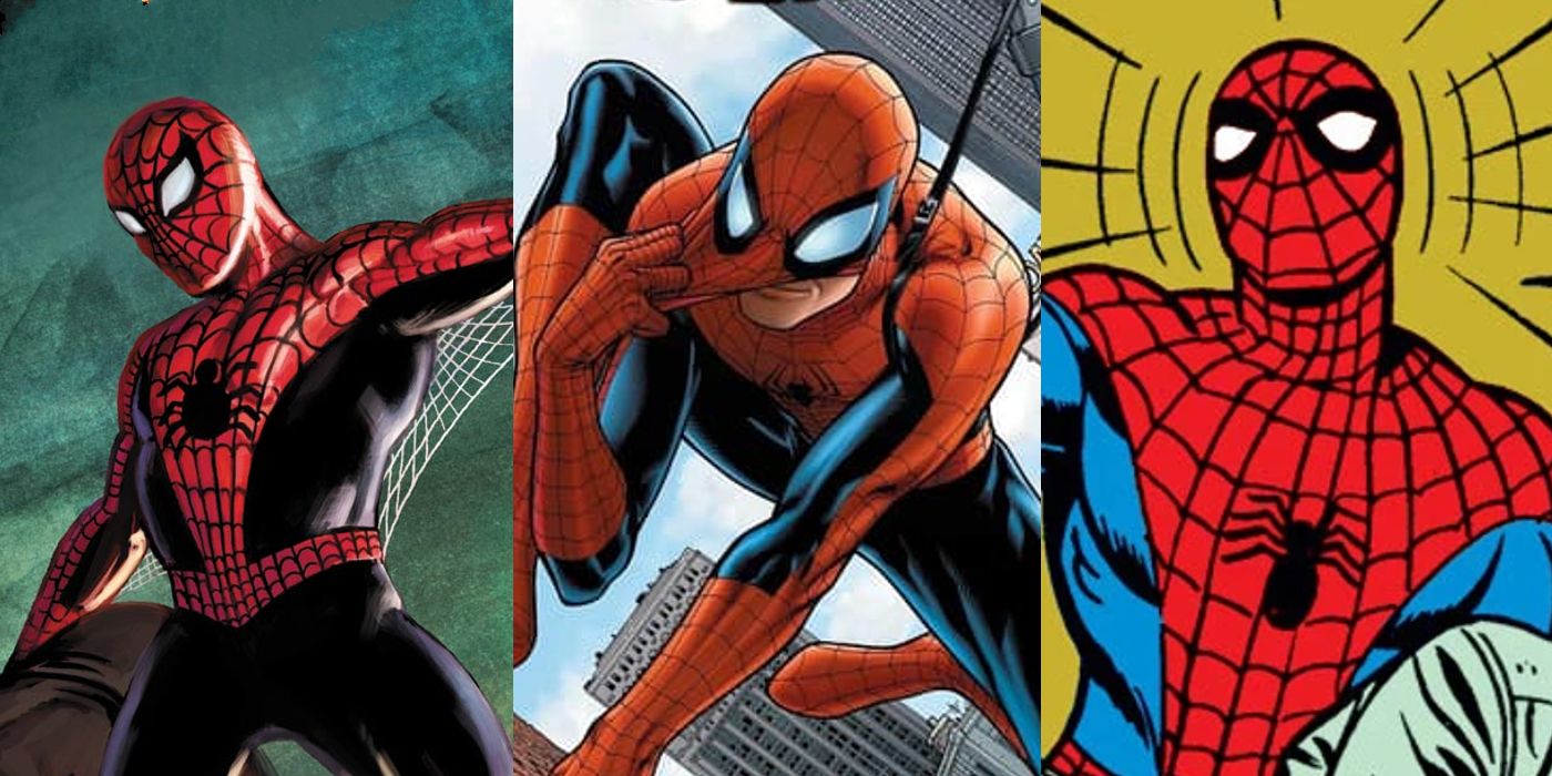 Split Image of Spider-Man in Amazing Fantasy, Turning Point, and Brand New Day