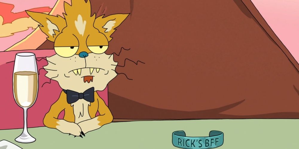 Squanchy sips a glass of wine in Rick and Morty