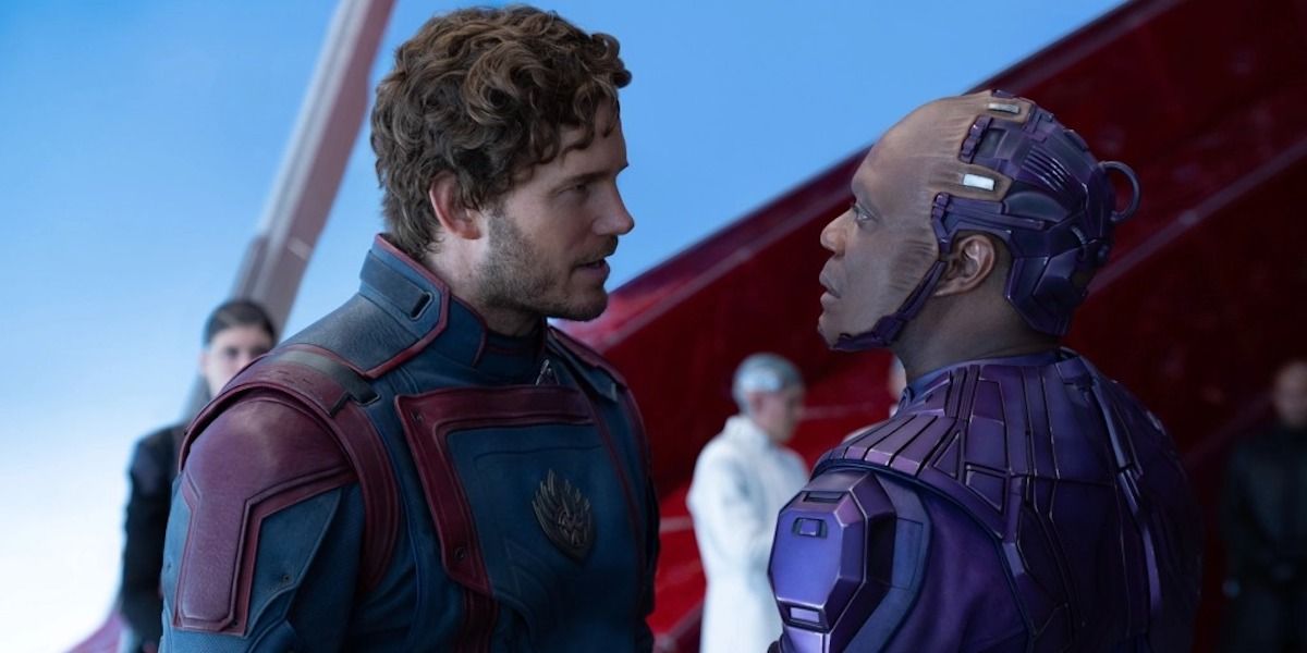 Star-Lord and High Evolutionary face of in Guardians of the Galaxy 3