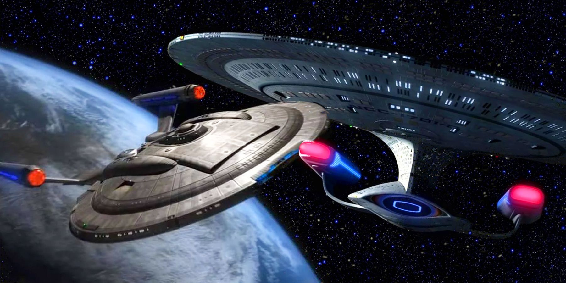 The Enterprise NX-01 from Star Trek: Enterprise and Enterprise C from Star Trek