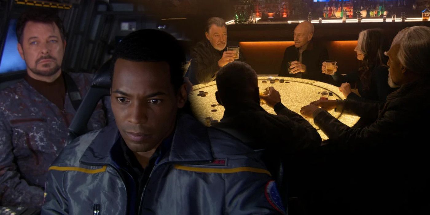 A combined image of Will in Star Trek: Enterprise's finale and the cast of Picard in the Season 3 finale