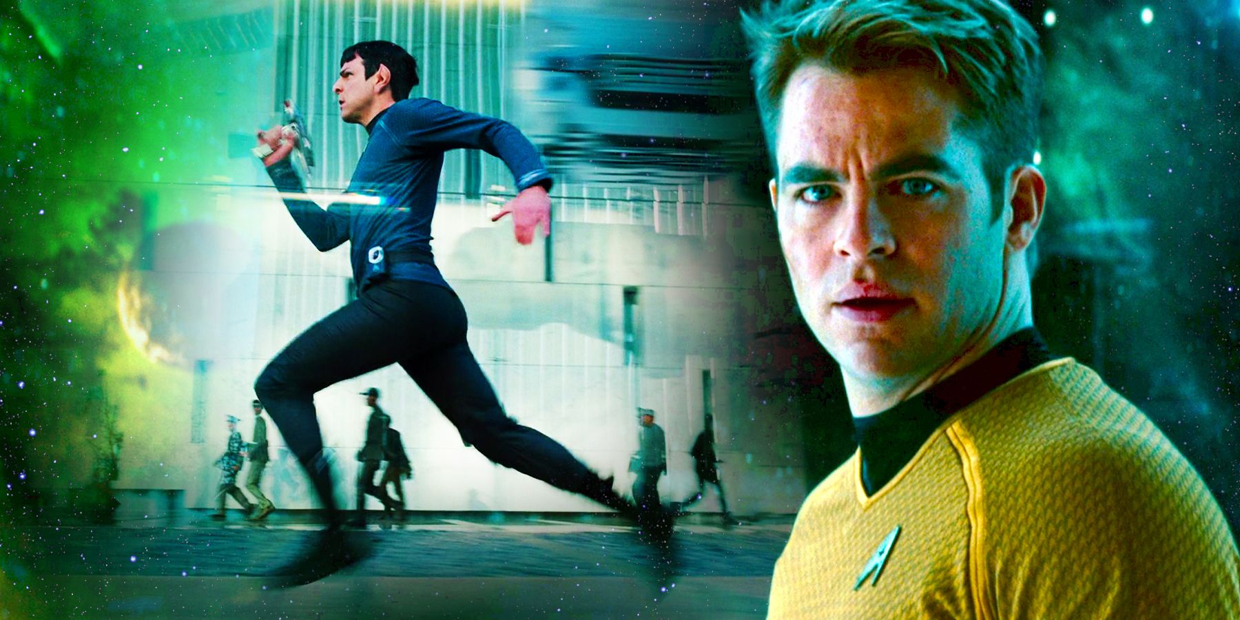 Captain Kirk and Spock from movie Star Trek: Into Darkness
