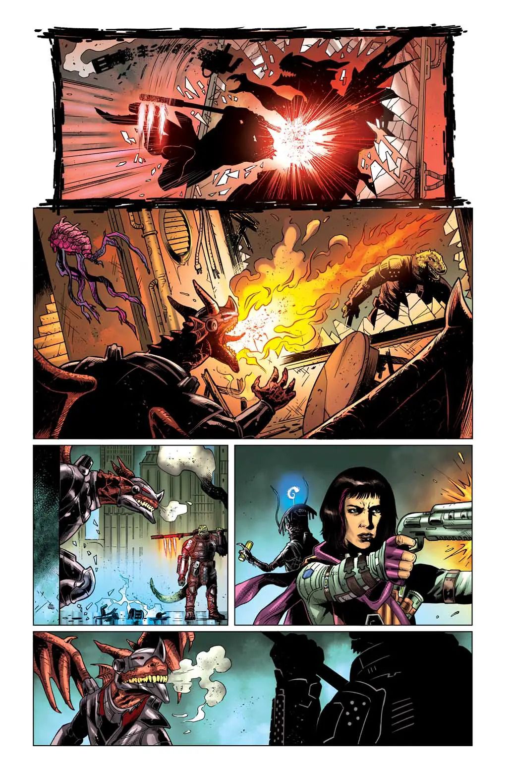 A dragon spits fire in Starfinder Angels of the Drift #1 Page 10