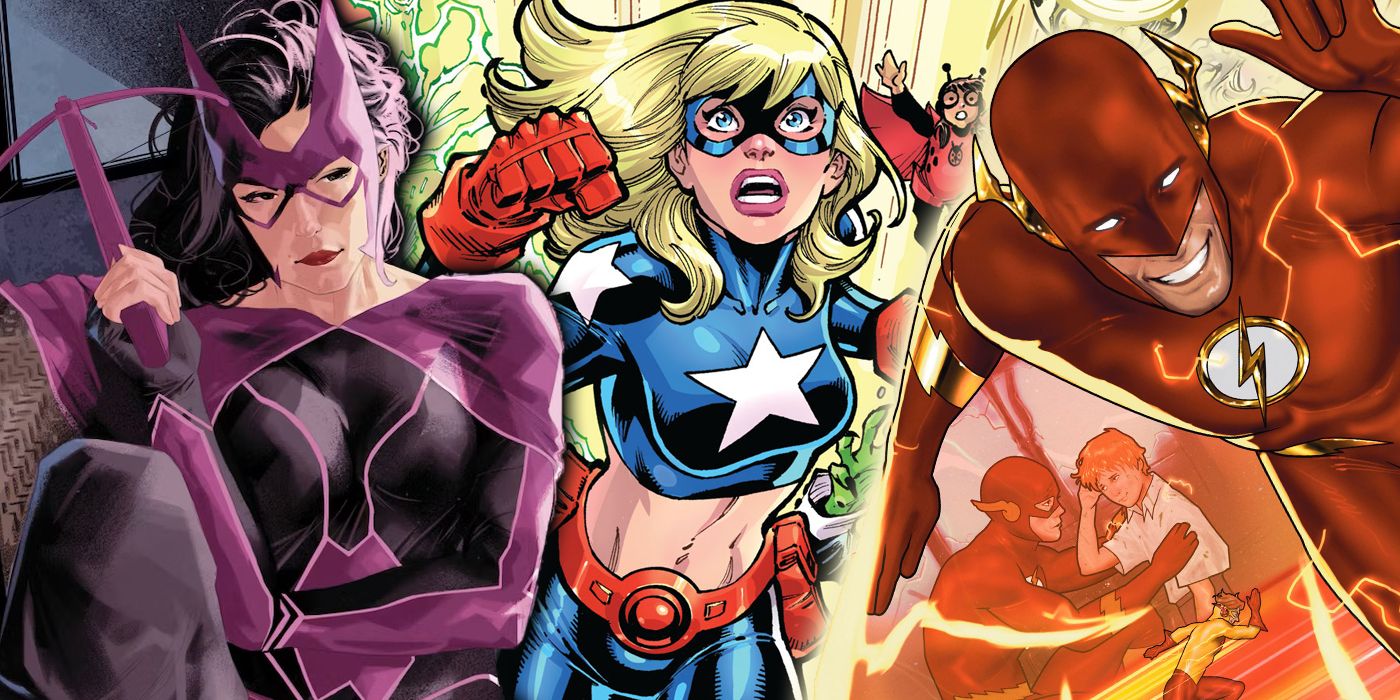 Huntress, Stargirl and the Flash are beside each other, combining DC cover artwork of the three heroes.