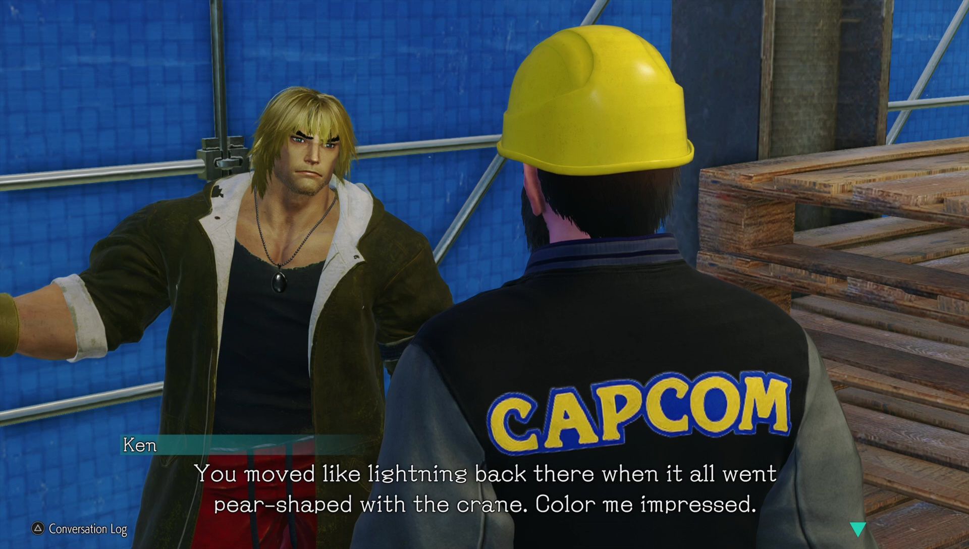 The player meets Ken Masters during Street Fighter 6's World tour mode. 