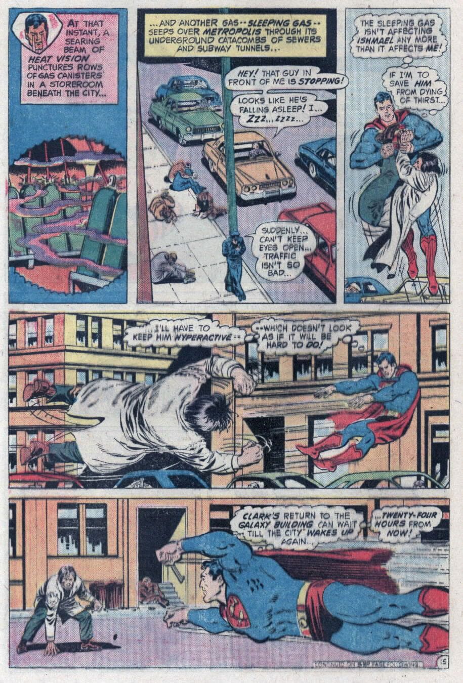 Superman coloca os cidadãos de Metrópolis para dormir