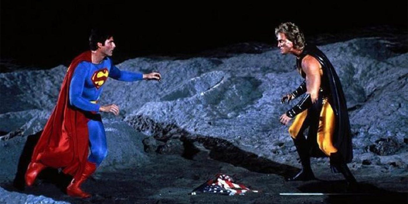 Superman and Nuclear Man fighting on the Moon in Superman IV