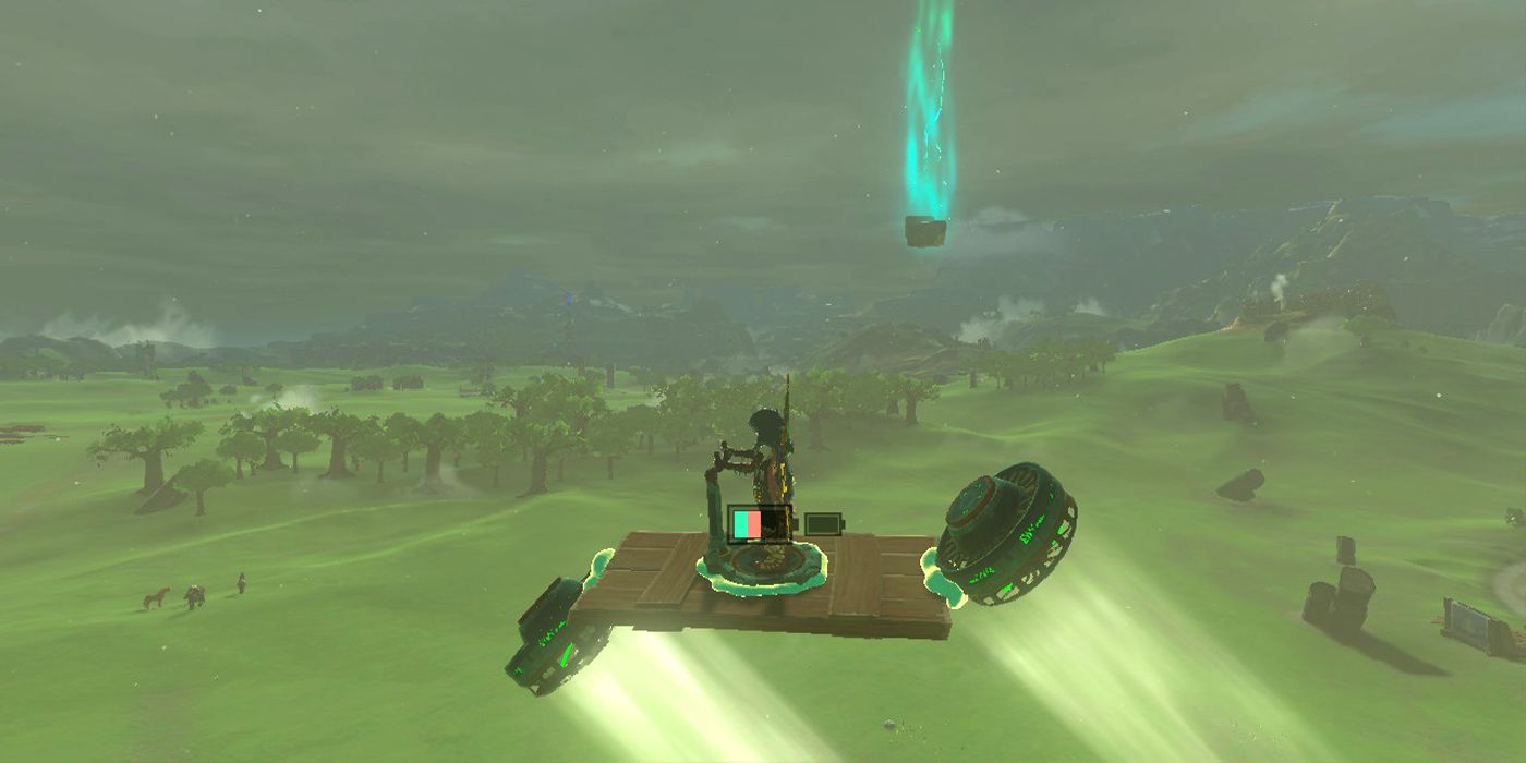Lágrimas do Reino - Link usando uma pequena máquina voadora com energia moderada