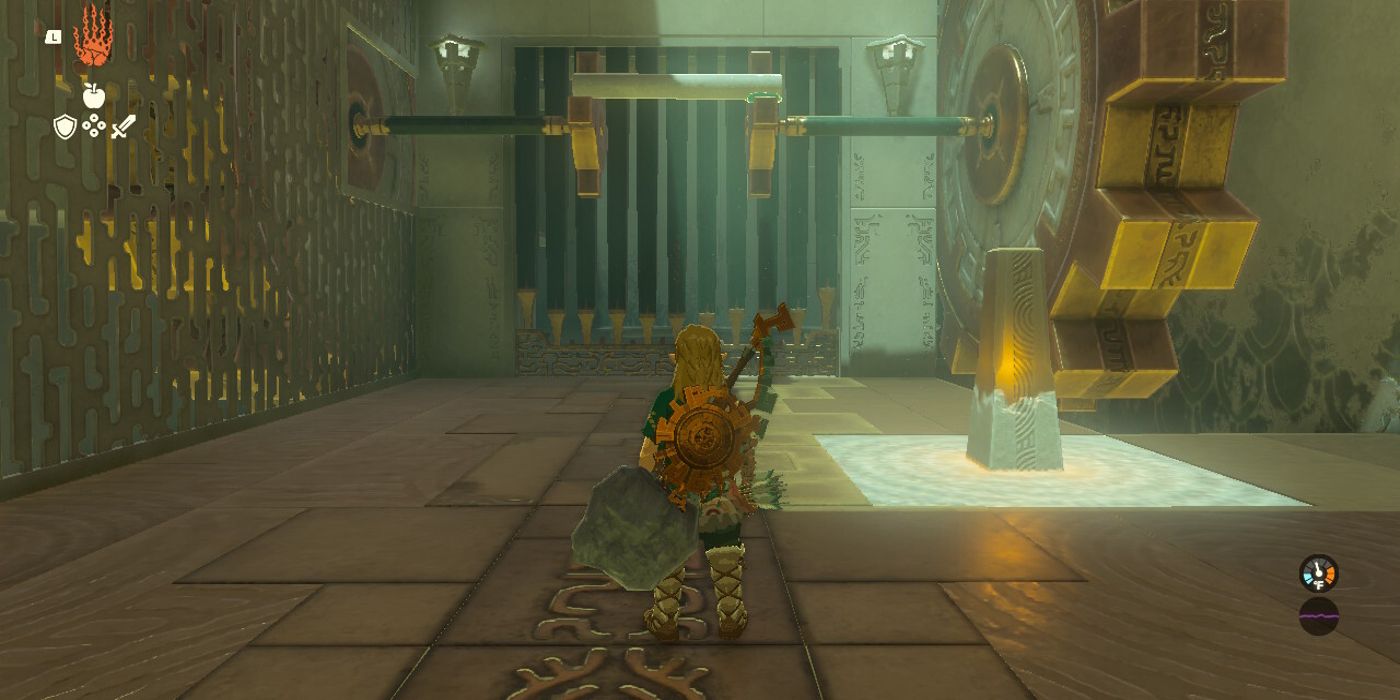 Link caminha no Santuário de Riogok em Tears of the Kingdom