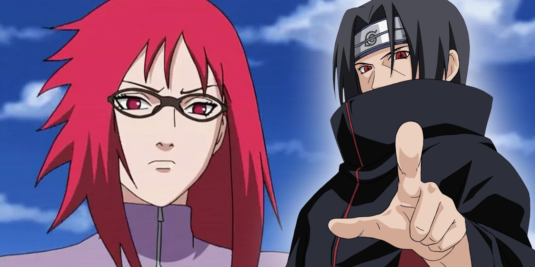 Itachi Uchiha and Karin Uzumaki from anime Naruto