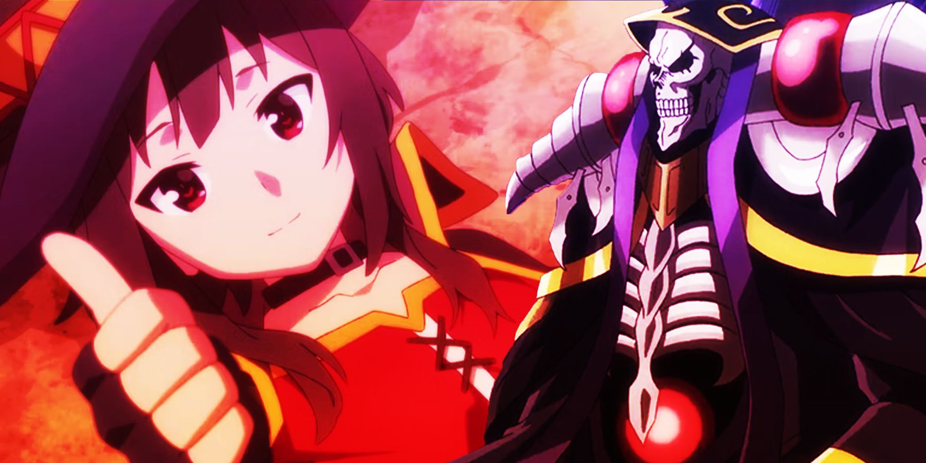 Megumin from anime Konosuba and Ainz Ooal Gown from anime Overlord